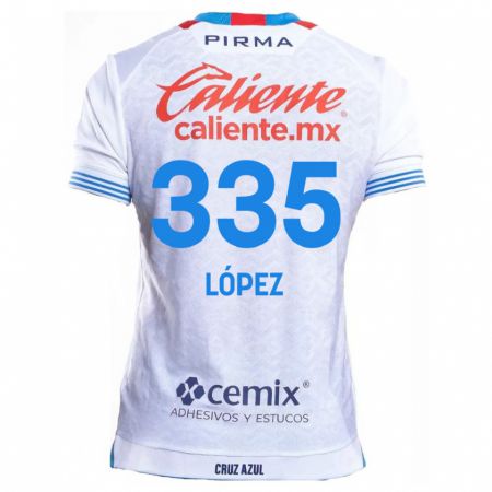 Kandiny Uomo Maglia Alfredo López #335 Bianco Blu Kit Gara Away 2024/25 Maglietta