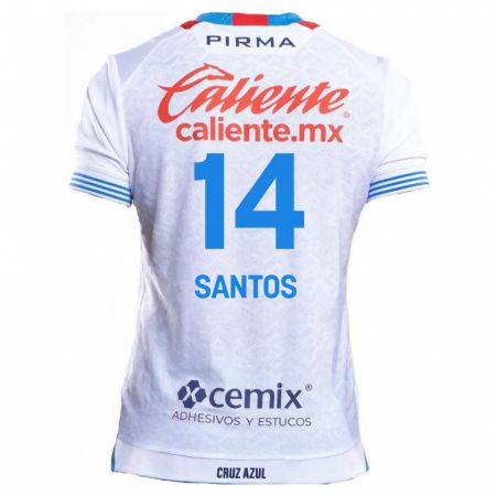 Kandiny Hombre Camiseta Eleisa Santos #14 Blanco Azul 2ª Equipación 2024/25 La Camisa