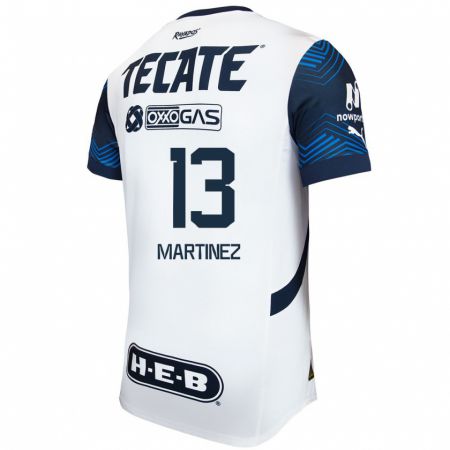 Kandiny Hombre Camiseta Jaziel Martínez #13 Blanco Azul 2ª Equipación 2024/25 La Camisa México