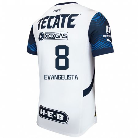 Kandiny Uomo Maglia Diana Evangelista #8 Bianco Blu Kit Gara Away 2024/25 Maglietta