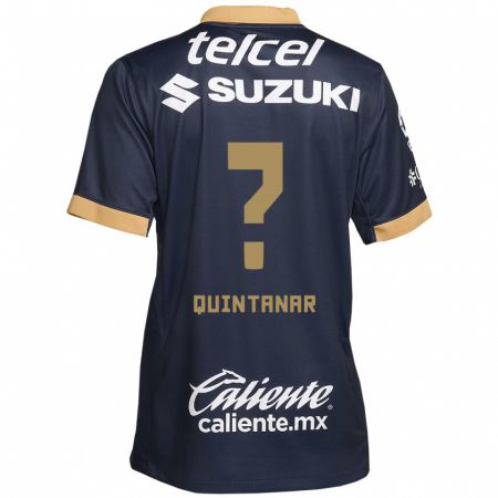 Kandiny Uomo Maglia Edgar Quintanar #0 Ossidiana Oro Bianco Kit Gara Away 2024/25 Maglietta