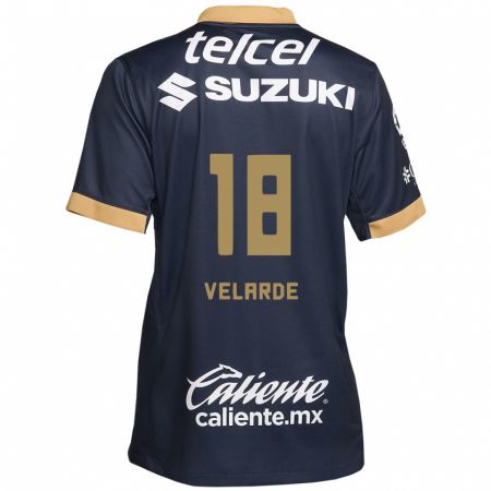 Kandiny Heren Efrain Velarde #18 Obsidiaan Goud Wit Uitshirt Uittenue 2024/25 T-Shirt