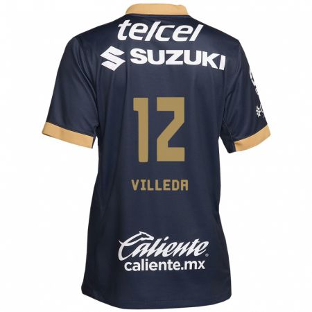 Kandiny Uomo Maglia Melany Villeda #12 Ossidiana Oro Bianco Kit Gara Away 2024/25 Maglietta