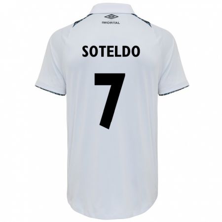 Kandiny Hombre Camiseta Yeferson Soteldo #7 Blanco Azul 2ª Equipación 2024/25 La Camisa