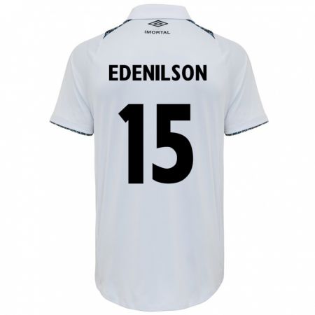 Kandiny Hombre Camiseta Edenilson #15 Blanco Azul 2ª Equipación 2024/25 La Camisa