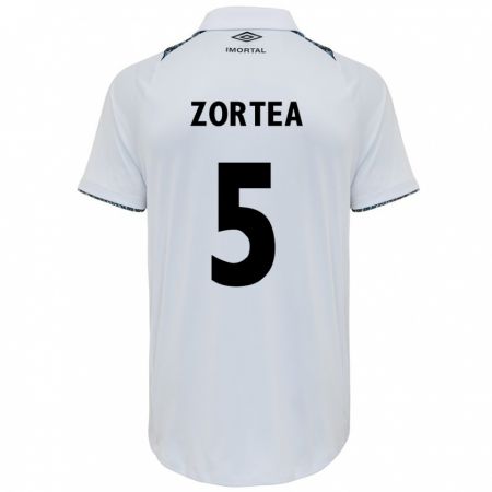 Kandiny Hombre Camiseta Bernardo Zortea #5 Blanco Azul 2ª Equipación 2024/25 La Camisa