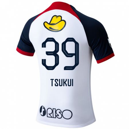 Kandiny Heren Keisuke Tsukui #39 Wit Blauw Rood Uitshirt Uittenue 2024/25 T-Shirt