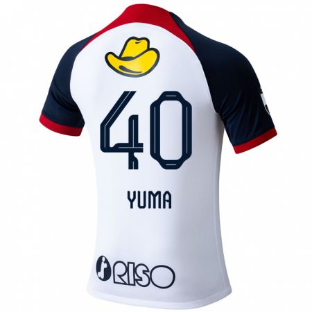 Kandiny Uomo Maglia Yuma Suzuki #40 Bianco Blu Rosso Kit Gara Away 2024/25 Maglietta