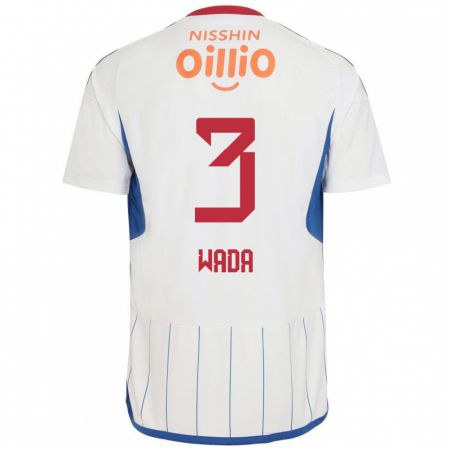 Kandiny Hombre Camiseta Yusei Wada #3 Blanco Azul Rojo 2ª Equipación 2024/25 La Camisa