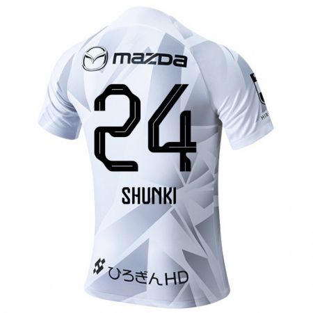 Kandiny Uomo Maglia Shunki Higashi #24 Bianco Grigio Nero Kit Gara Away 2024/25 Maglietta