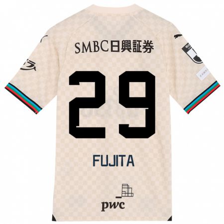 Kandiny Uomo Maglia Asuto Fujita #29 Bianco Grigio Kit Gara Away 2024/25 Maglietta