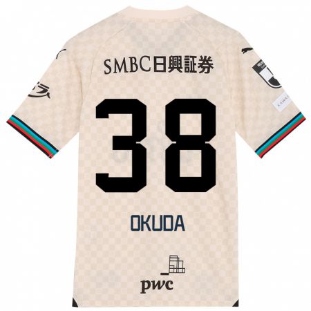 Kandiny Uomo Maglia Yuma Okuda #38 Bianco Grigio Kit Gara Away 2024/25 Maglietta