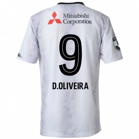 Kandiny Uomo Maglia Diego Oliveira #9 Bianco Nero Kit Gara Away 2024/25 Maglietta