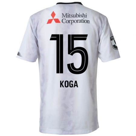 Kandiny Uomo Maglia Shun Koga #15 Bianco Nero Kit Gara Away 2024/25 Maglietta