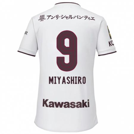 Kandiny Uomo Maglia Taisei Miyashiro #9 Bianco Rosso Kit Gara Away 2024/25 Maglietta