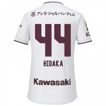 Kandiny Uomo Maglia Mitsuki Hidaka #44 Bianco Rosso Kit Gara Away 2024/25 Maglietta