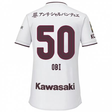 Kandiny Uomo Maglia Powell Obinna Obi #50 Bianco Rosso Kit Gara Away 2024/25 Maglietta