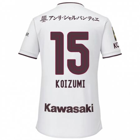 Kandiny Uomo Maglia Fuga Koizumi #15 Bianco Rosso Kit Gara Away 2024/25 Maglietta