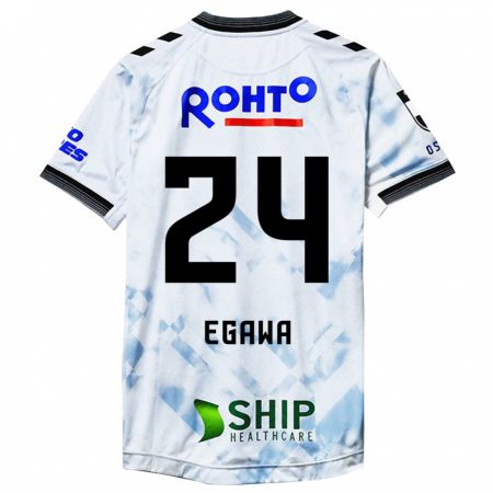 Kandiny Uomo Maglia Yusei Egawa #24 Bianco Nero Kit Gara Away 2024/25 Maglietta