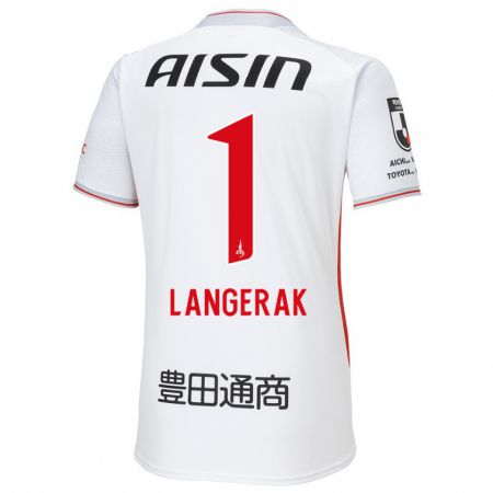 Kandiny Herren Mitchell Langerak #1 Weiß Gelb Rot Auswärtstrikot Trikot 2024/25 T-Shirt Österreich