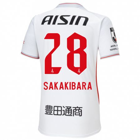 Kandiny Hombre Camiseta Kyota Sakakibara #28 Blanco Amarillo Rojo 2ª Equipación 2024/25 La Camisa