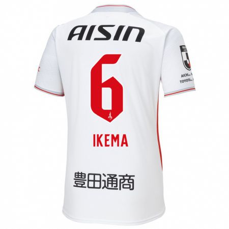 Kandiny Uomo Maglia Kano Ikema #6 Bianco Giallo Rosso Kit Gara Away 2024/25 Maglietta