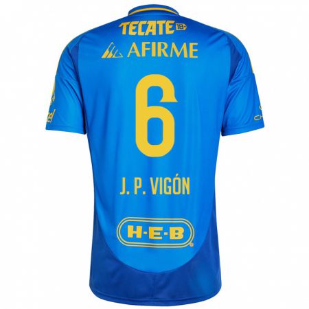 Kandiny Heren Juan Pablo Vigón #6 Blauw Geel Uitshirt Uittenue 2024/25 T-Shirt België