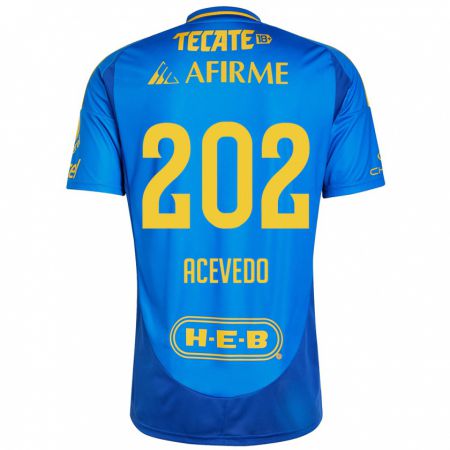 Kandiny Hombre Camiseta José Acevedo #202 Azul Amarillo 2ª Equipación 2024/25 La Camisa