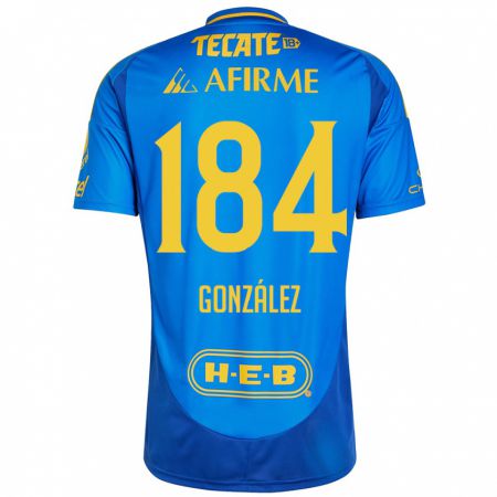 Kandiny Hombre Camiseta Erick González #184 Azul Amarillo 2ª Equipación 2024/25 La Camisa