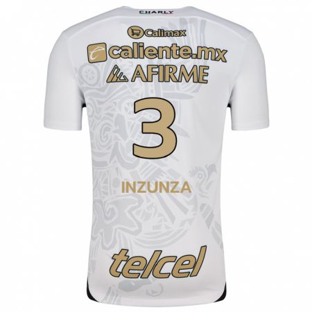 Kandiny Hombre Camiseta Rafael Inzunza #3 Blanco Negro 2ª Equipación 2024/25 La Camisa