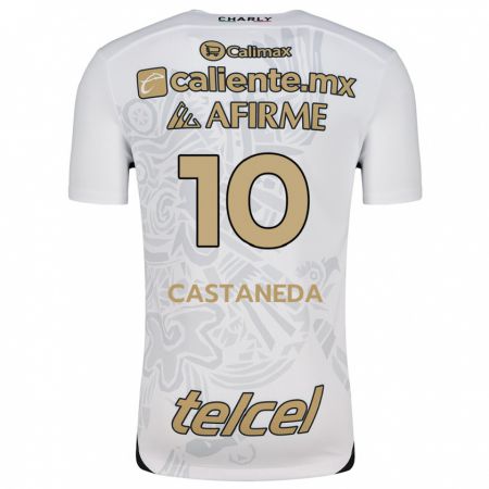 Kandiny Uomo Maglia Kevin Castañeda #10 Bianco Nero Kit Gara Away 2024/25 Maglietta