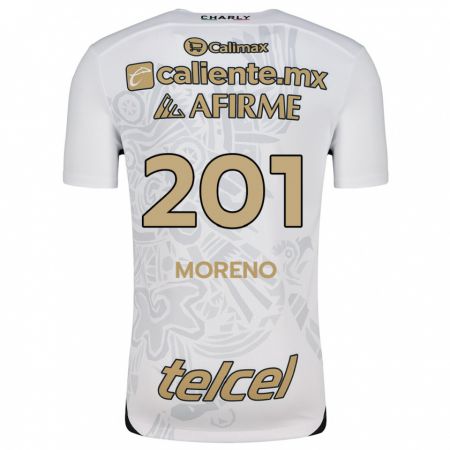 Kandiny Hombre Camiseta Jesús Moreno #201 Blanco Negro 2ª Equipación 2024/25 La Camisa