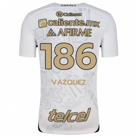 Kandiny Hombre Camiseta Octavio Vázquez #186 Blanco Negro 2ª Equipación 2024/25 La Camisa