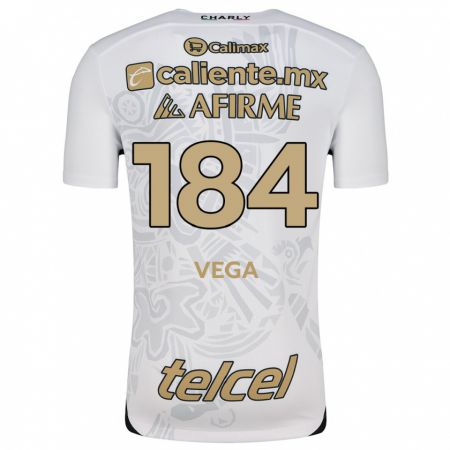 Kandiny Hombre Camiseta Daniel Vega #184 Blanco Negro 2ª Equipación 2024/25 La Camisa