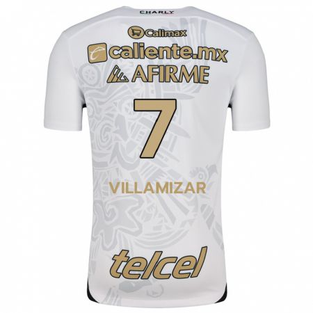 Kandiny Hombre Camiseta Paola Villamizar #7 Blanco Negro 2ª Equipación 2024/25 La Camisa