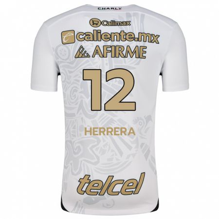 Kandiny Hombre Camiseta Melissa Herrera #12 Blanco Negro 2ª Equipación 2024/25 La Camisa