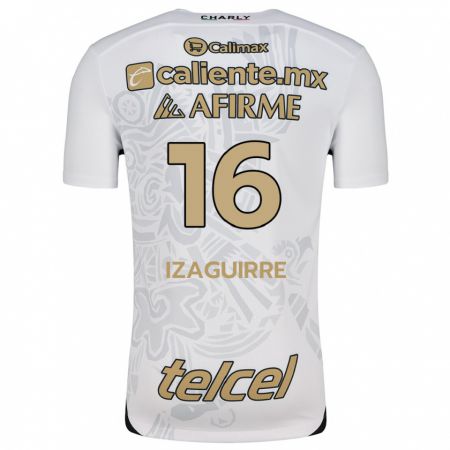 Kandiny Hombre Camiseta Estefanía Izaguirre #16 Blanco Negro 2ª Equipación 2024/25 La Camisa