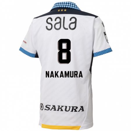 Kandiny Uomo Maglia Shunta Nakamura #8 Bianco Nero Kit Gara Away 2024/25 Maglietta