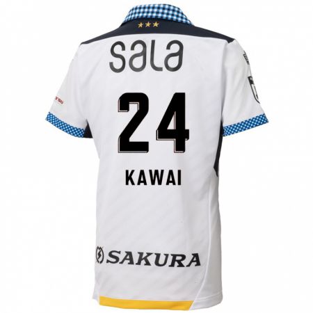 Kandiny Hombre Camiseta Yuki Kawai #24 Blanco Negro 2ª Equipación 2024/25 La Camisa