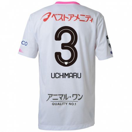 Kandiny Uomo Maglia Kanta Uchimaru #3 Bianco Blu Rosa Kit Gara Away 2024/25 Maglietta