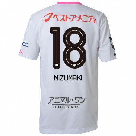 Kandiny Hombre Camiseta Tokito Mizumaki #18 Blanco Azul Rosa 2ª Equipación 2024/25 La Camisa México