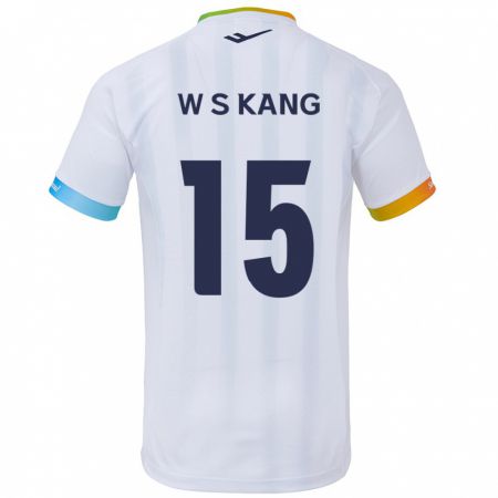 Kandiny Uomo Maglia Sang-Woo Kang #15 Bianco Blu Kit Gara Away 2024/25 Maglietta