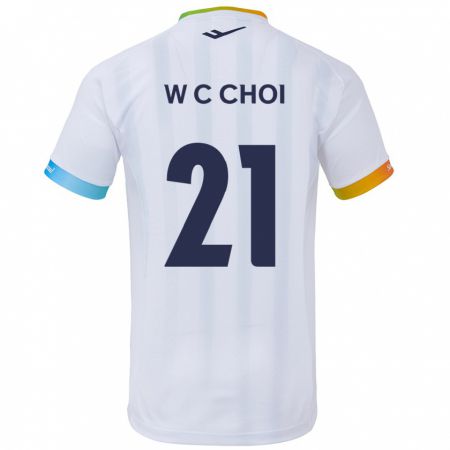 Kandiny Uomo Maglia Cheol-Won Choi #21 Bianco Blu Kit Gara Away 2024/25 Maglietta