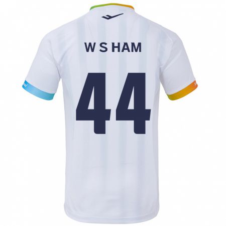 Kandiny Uomo Maglia Sun-Woo Ham #44 Bianco Blu Kit Gara Away 2024/25 Maglietta