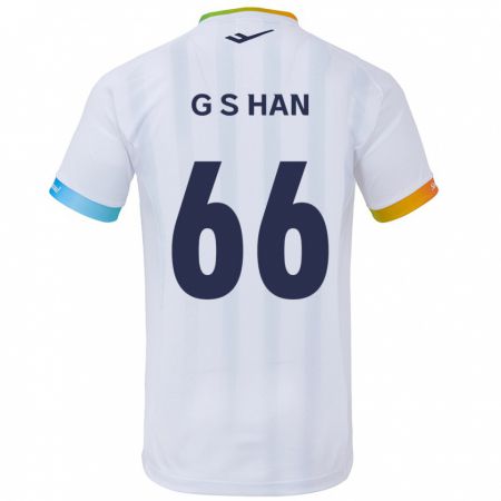 Kandiny Uomo Maglia Seung-Gyu Han #66 Bianco Blu Kit Gara Away 2024/25 Maglietta