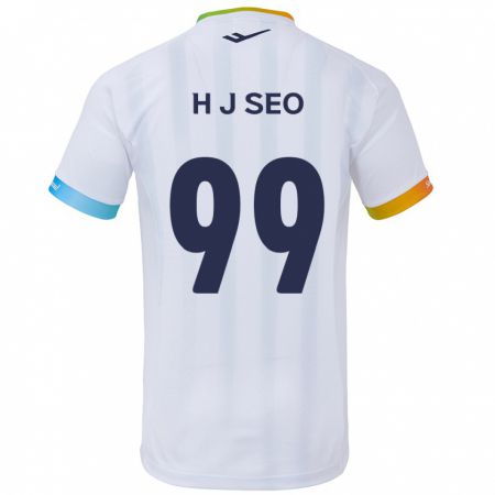 Kandiny Uomo Maglia Ju-Hwan Seo #99 Bianco Blu Kit Gara Away 2024/25 Maglietta