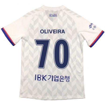 Kandiny Hombre Camiseta Anderson Oliveira #70 Blanco Azul 2ª Equipación 2024/25 La Camisa