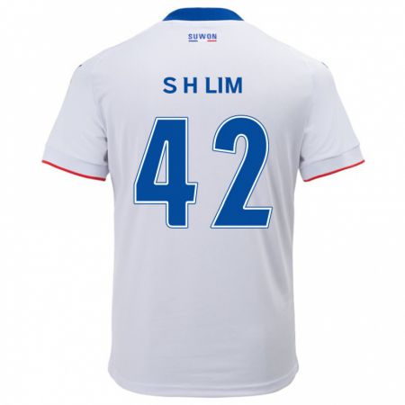 Kandiny Hombre Camiseta Hyun-Sub Lim #42 Blanco Azul 2ª Equipación 2024/25 La Camisa