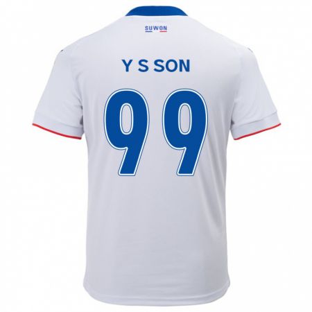 Kandiny Heren Suk-Yong Son #99 Wit Blauw Uitshirt Uittenue 2024/25 T-Shirt