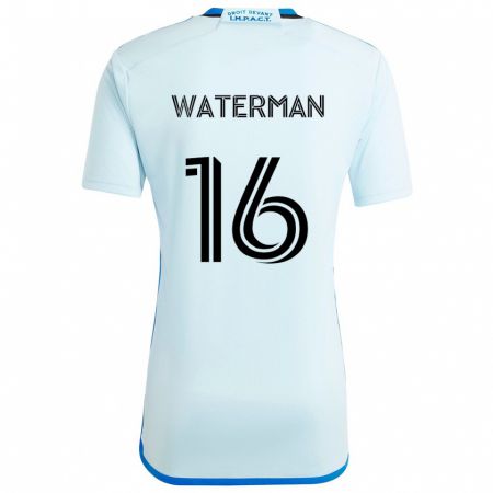 Kandiny Uomo Maglia Joel Waterman #16 Blu Ghiaccio Kit Gara Away 2024/25 Maglietta